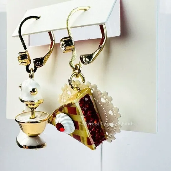 Betsey Johnson • Babycakes Pie & Mixer Earrings • Mismatch Drop • Cherry Pie - Picture 6 of 12